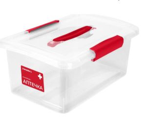 Контейнер-аптечка Keeplex Family doctor с защелками и ручкой 7л 35х23,5х14,8см прозрачный кристалл